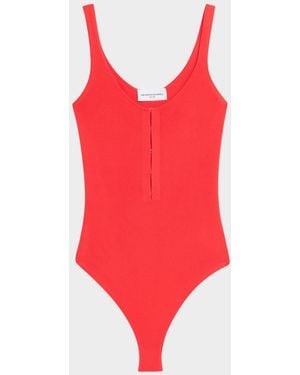 Brandon Maxwell The Scarlett Scoop-Neck Sleeveless Bodysuit - Red