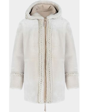 Gorski Reversible Merino Shearling Hooded Parka - White