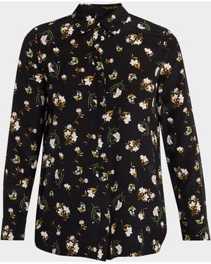 Adam Lippes Mathias Floral Silk Crepe De Chine Button-Down Shirt - Black