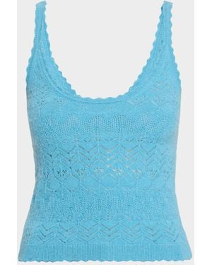 Ulla Johnson Brielle Cashmere Pointelle Tank Top - Blue