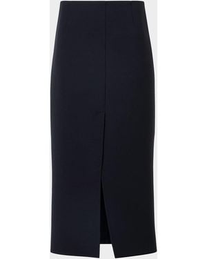 Akris Wool Double-Face Slit Midi Pencil Skirt - Blue