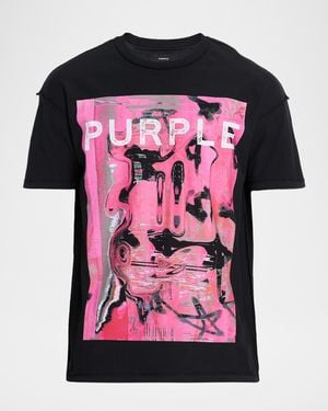 Purple Displaced Logo Cotton T-Shirt - Pink