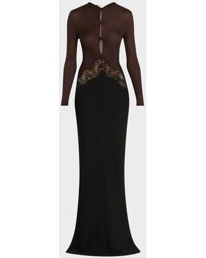 Christopher Esber Open-Twist Lace Long-Sleeve Dress - White