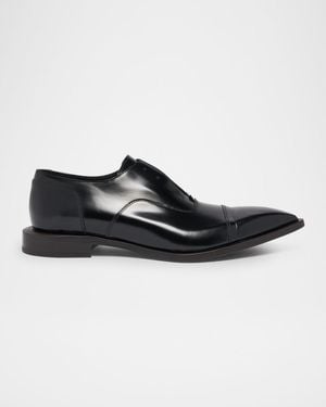 Lanvin Apos;S Point-Toe Laceless Leather Oxfords - Black