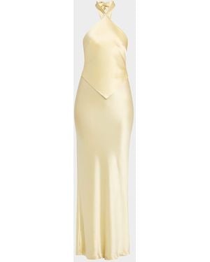 retroféte Ester Backless Halter Satin Gown - White