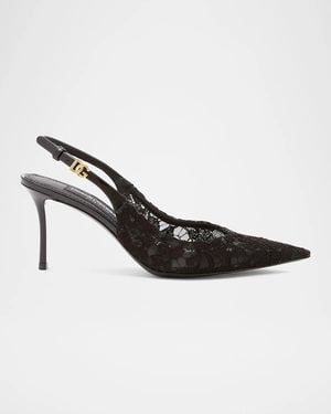 Dolce & Gabbana 75Mm Lace Slingback Pumps - Multicolor
