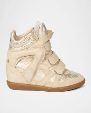 Isabel Marant Bekett Leather High-Top Sneakers - Natural