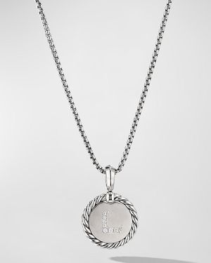 David Yurman 18Mm Initial Cable Collectibles Charm Necklace With Diamonds - White