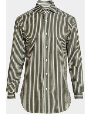 Kiton Apos;S Bengal Stripe Cotton Sport Shirt - Green