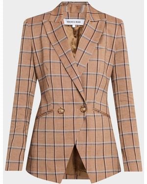 Veronica Beard Rickie Plaid Dickey Jacket - Brown