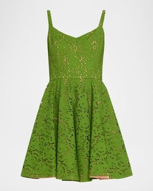 Michael Kors Broderie Anglaise Bustier Mini Dress - Green