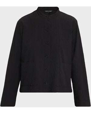 Eileen Fisher Crinkled Organic Cotton Shirt Jacket - Black