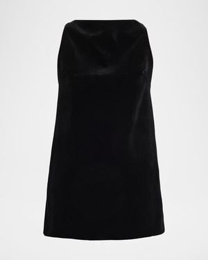 Brandon Maxwell Sable High-Neck Velvety Mini Dress - Black