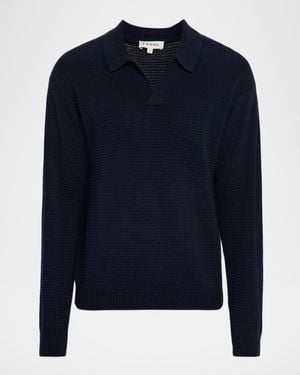 FRAME Apos;S Knit Wool And Cashmere Johnny Collar Sweater - Blue