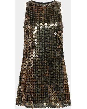 Mac Duggal Beaded Georgette Sleeveless A-Line Mini Dress - Green