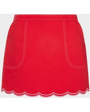 Ramy Brook Cheryl Scallop-Hem Mini Skirt - Red