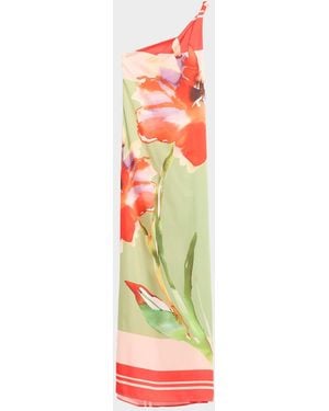 MISA Los Angles Dounia Asymmetric Satin Maxi Dress - White