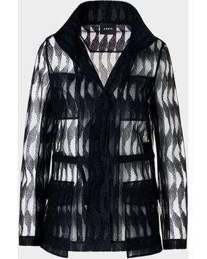 Akris Chianti Embroidered High Plains Sheer Tulle Jacket - Black