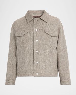 FRAME Apos;S Wool Tweed Trucker Jacket - Gray