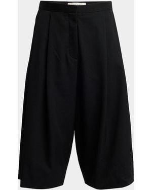 The Row Kalyan Wide-Leg Wool Gabardine Shorts - Black