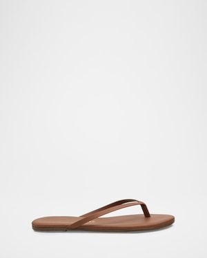 TKEES Lily Leather Flat Thong Sandals - Brown