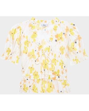 Rails Fontaine Floral Smocked Blouse - Metallic