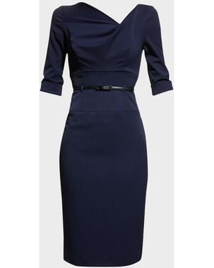Black Halo Jackie 3/4-sleeve Sheath Dress - Blue