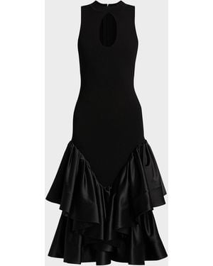 Et Ochs Antoinette Cutout Ruffle Knit Midi Dress - Black