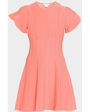 Shoshanna Maddy Dotted Flutter-Sleeve Mini Dress - Pink
