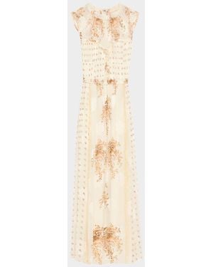 Ulla Johnson Kasia Sleeveless Floral Silk Midi Dress - Natural