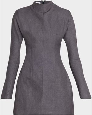 AEXAE Contoured Turtleneck Mini Dress - Gray