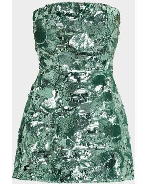 HELSI Linda Strapless Floral Sequin A-Line Mini Dress - Green