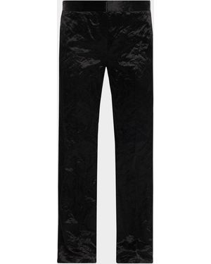 FFORME Cameron Crinkled Velvet Slim-Leg Pants - Black