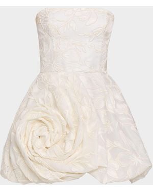 Monique Lhuillier Strapless Rosette Bubble Mini Dress - Natural