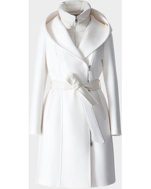 Mackage Shia 2-In-1 Double-Face Wool Coat With Removable Bib - White