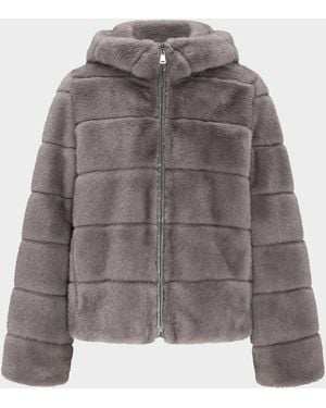 Lyla Grant Fur-Free Hooded Faux Mink Zip Jacket - Gray