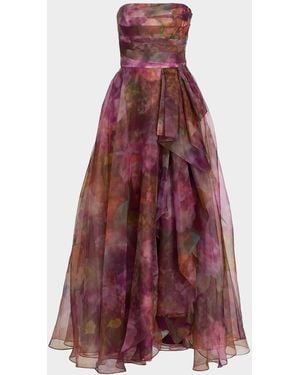 THEIA Floria Strapless Organza Gown - Purple