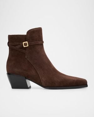 Rag & Bone Joni Suede Buckle Ankle Boots - Brown