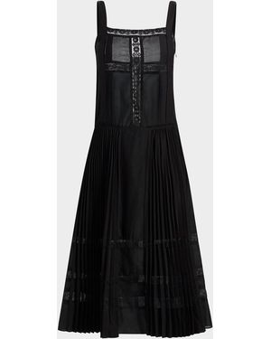 3.1 Phillip Lim Pleated Lace-Inset Midi Dress - Black