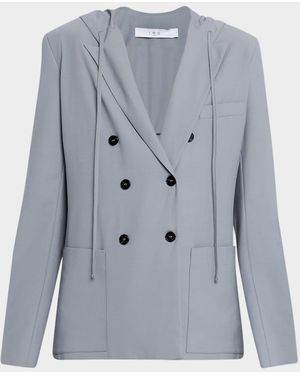 IRO Alula Double-Breasted Hooded Blazer - Gray
