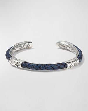 Konstantino Cassiopeia Sterling Silver & Leather Cuff Bracelet - Metallic