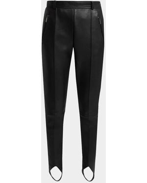 Balmain Leather Slim-Leg Stirrup Leggings - Black