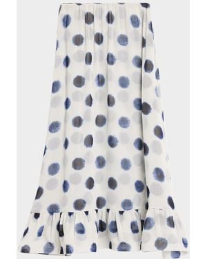 MISA Los Angles Hope Polka-Dot Chiffon Maxi Skirt - White