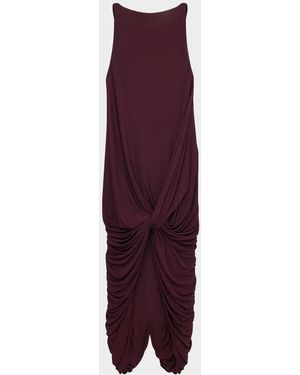 Loewe Sleeveless Draped Jersey Asymmetric Dress - Purple