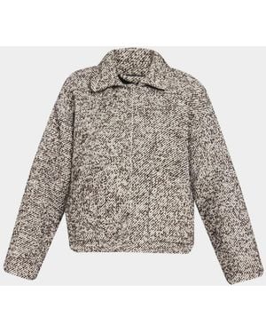 Eileen Fisher Weight Cropped Tweed Jacket - Gray