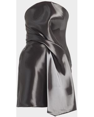 Kate Barton Kate Strapless Draped Liquid-Effect Mini Dress - Gray