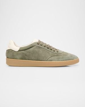 Stuart Weitzman Apos;S Banner Suede Wingtip-Toe Low-Top Sneakers - Natural