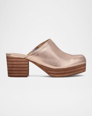 Frye Campus Tumbled Metallic Leather Clogs - Brown