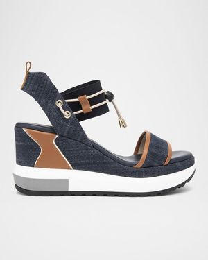 Nero Giardini Bungee Platform Wedge Sandals - Blue