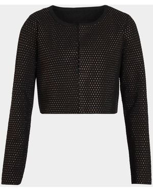 Tahari The Blakely Rhinestone Cropped Cardigan - Black